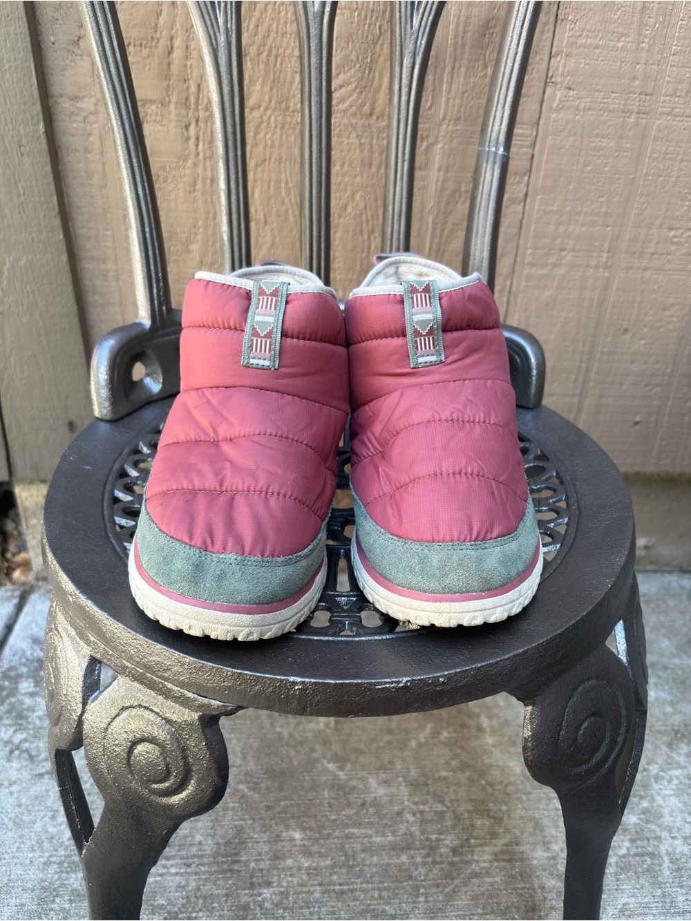 L.L. Bean Quilted Slip-On Winter Shoes in Burgundy, Green and Pink